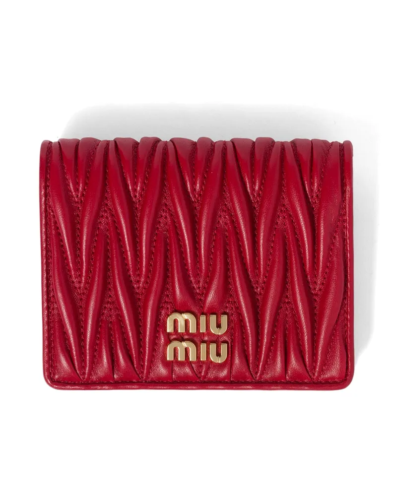 Miu Miu Kleine Geldbörse Aus Matelassé-nappaleder, Damen, Rot Rot