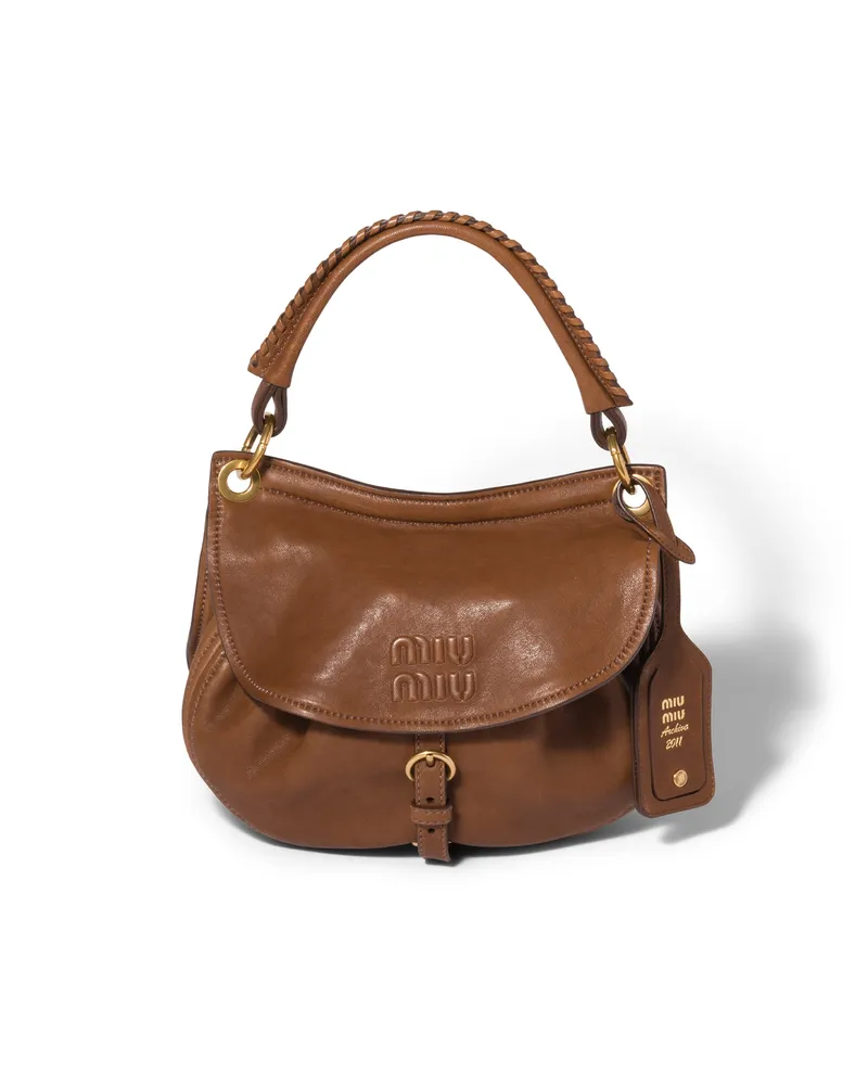 Miu Miu Rendez-vous Tasche Aus Nappaleder, Damen, Eiche Eiche