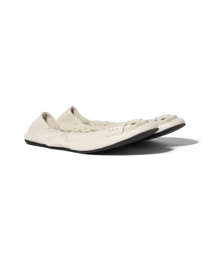 Miu Miu Loafer Aus Nappaleder Mit Ruches, Damen, Kalkweiss, Größe Kalkweiss