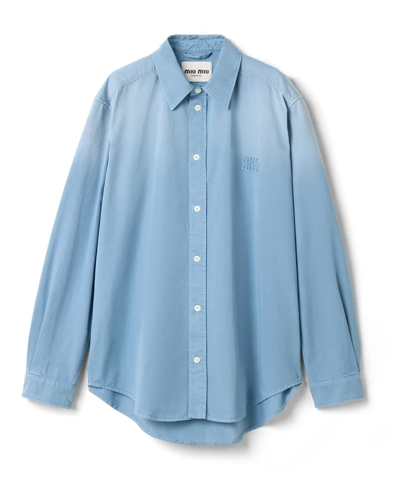 Miu Miu Altes Hemd Aus Twill, Damen, Astralblau, Größe Astralblau