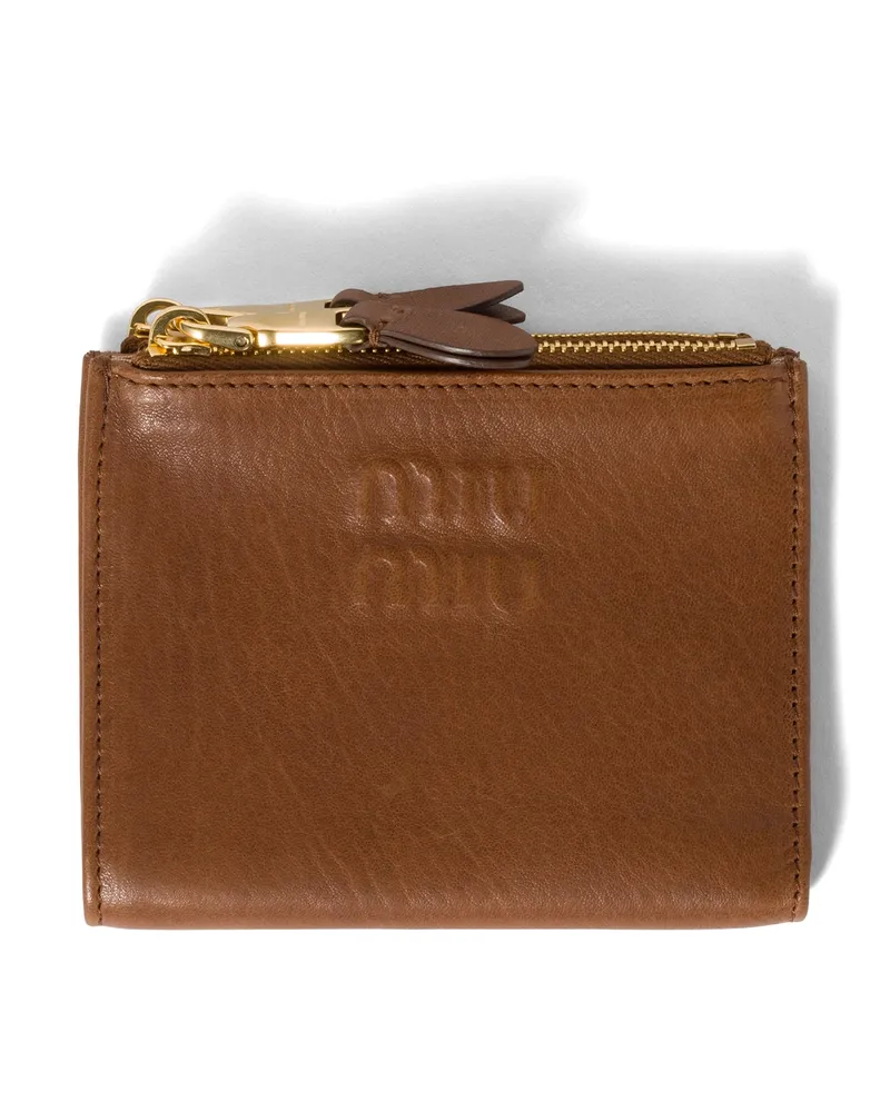 Miu Miu Kleine Geldbörse Aus Nappa-leder, Damen, Eiche Eiche