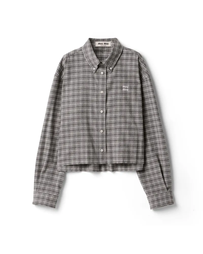 Miu Miu Hemd Aus Flanell, Damen, Grau, Größe Grau