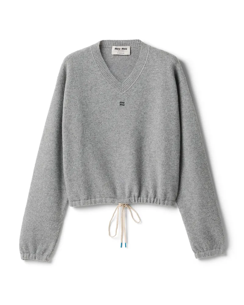 Miu Miu Pullover Aus Wolle Und Kaschmir, Damen, Grau, Größe Grau
