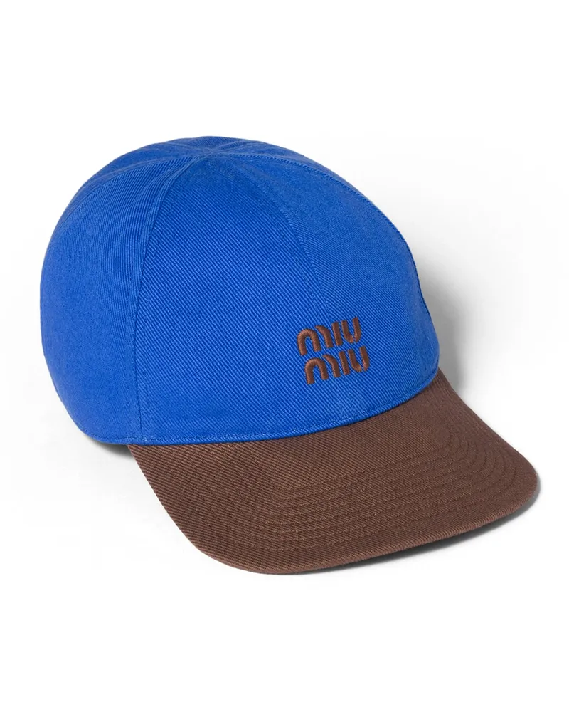 Miu Miu Baseballkappe Aus Drillich, Damen, Hellblau/kakao, Größe Hellblau