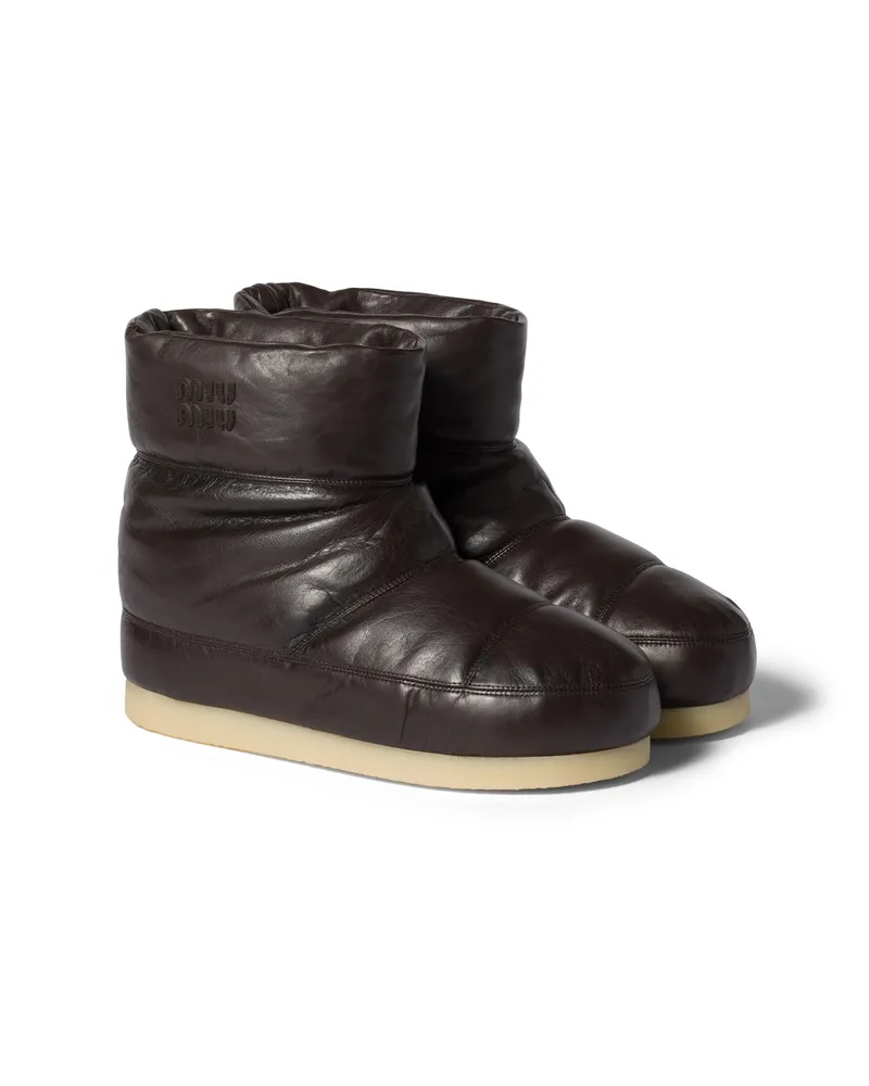 Miu Miu Gepolsterte Stiefeletten Aus Nappaleder, Damen, Kaffeebraun, Größe Kaffeebraun