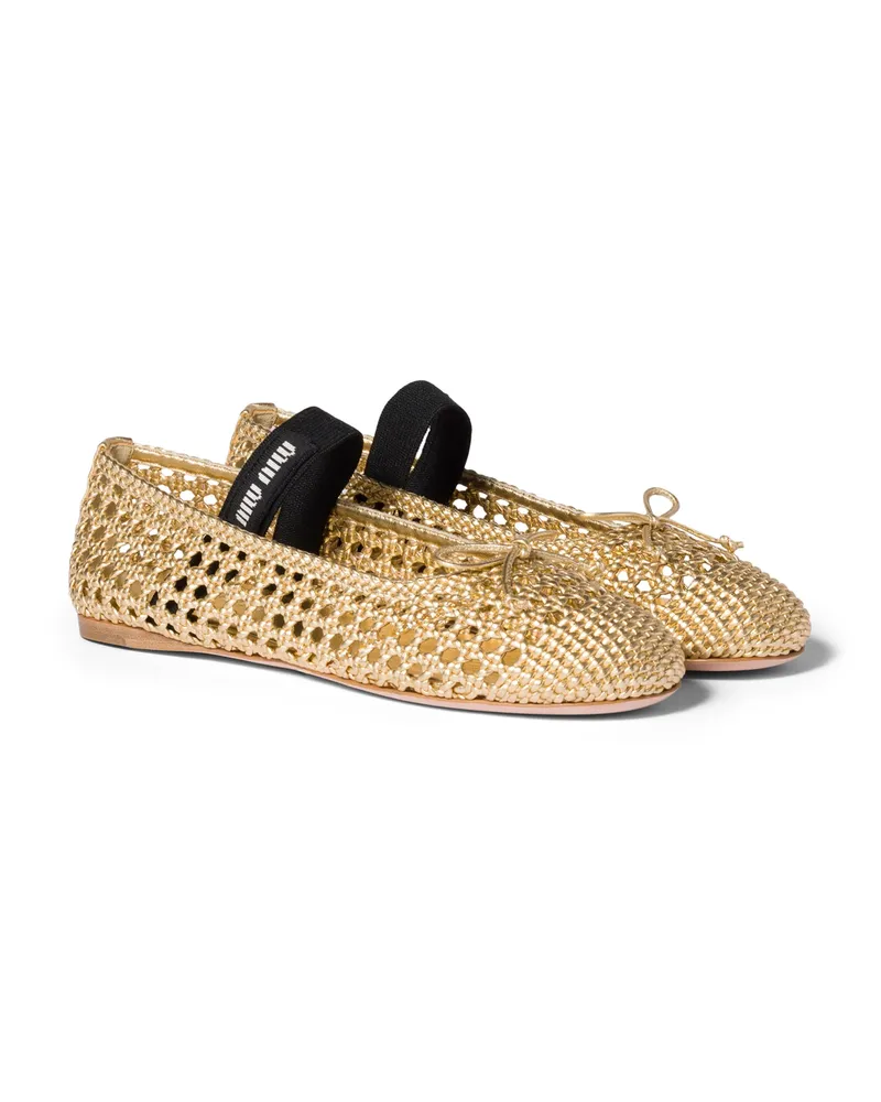 Miu Miu Ballerinas Aus Mordoré-nappaleder, Damen, Platin, Größe Platin