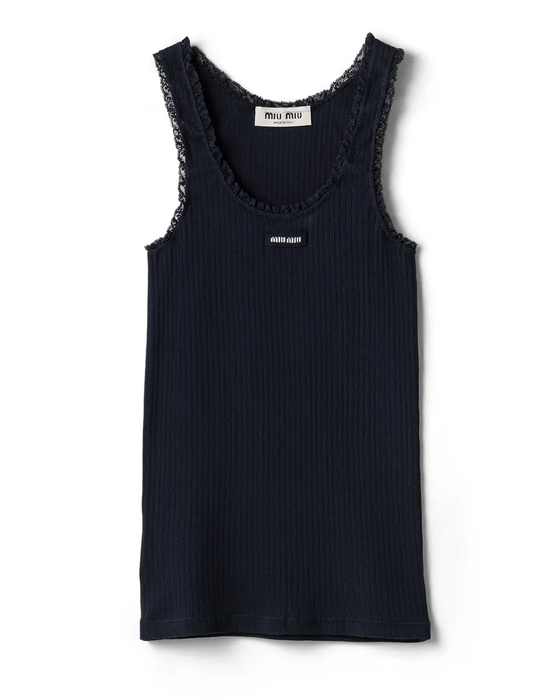 Miu Miu Garment-dyed Baumwoll-tanktop, Damen, Blau, Größe Blau