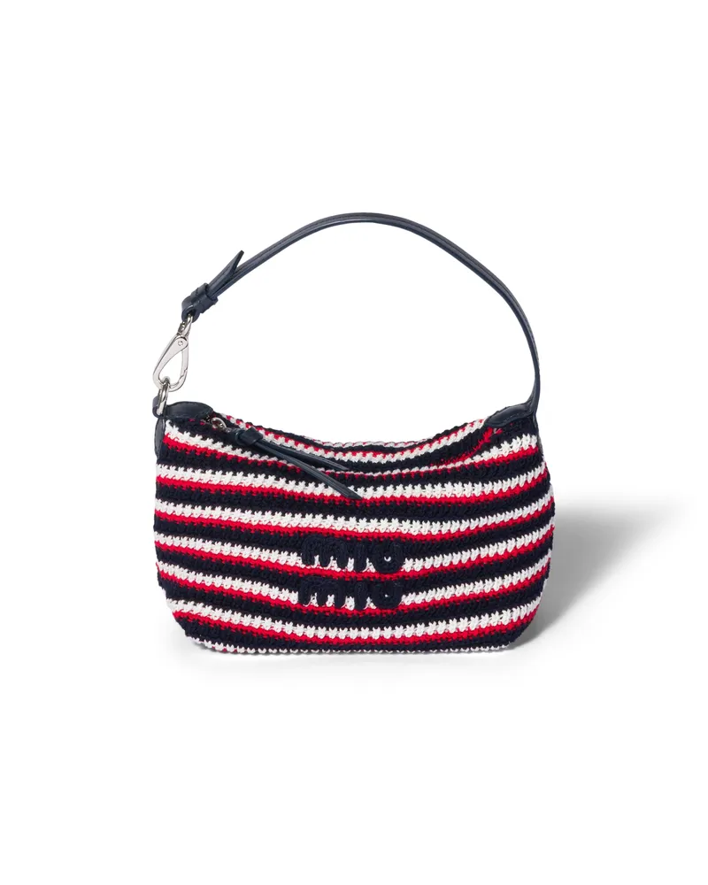 Miu Miu Gehäkeltes Pouch, Damen, Blau/rot Blau