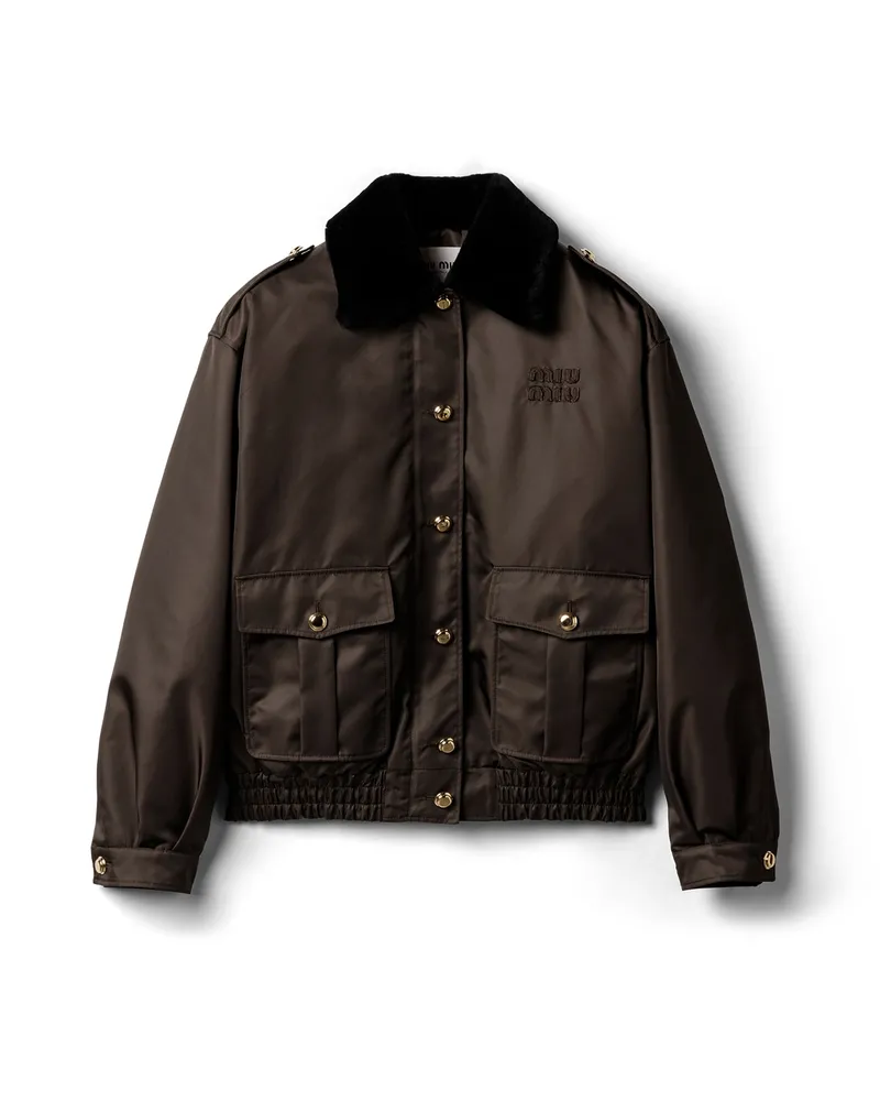 Miu Miu Blousonjacke Aus Technischer Gaze, Damen, Kaffeebraun, Größe Kaffeebraun