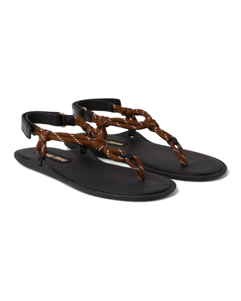 Miu Miu Riviere Sandalen Aus Kordel Und Leder , Damen, Tabak, Größe Tabak