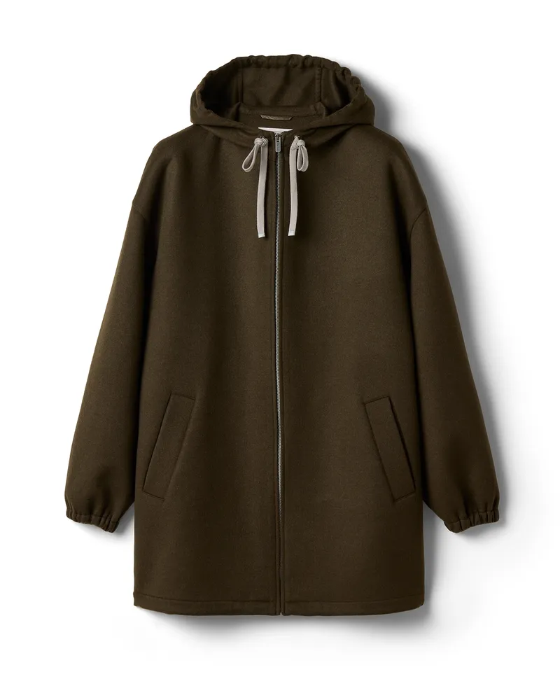 Miu Miu Cabanjacke Aus Doppelt Gewebtem Kaschmir Und Wolle, Damen, Selva Grün, Größe Selva
