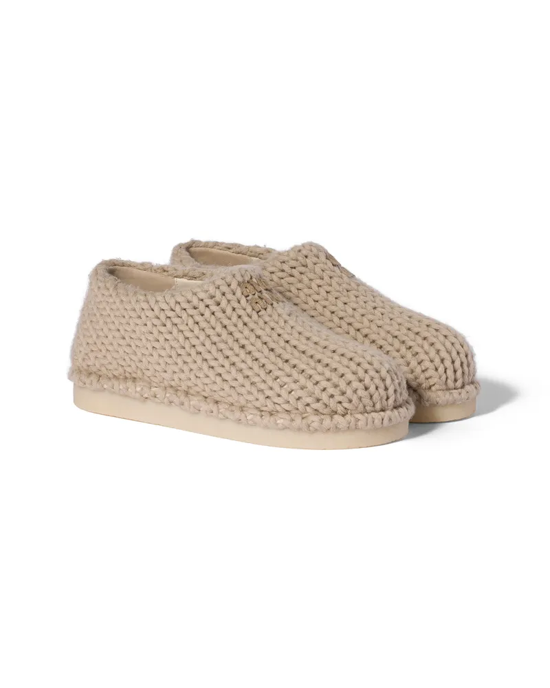 Miu Miu Mules Aus Strick, Damen, Wüstenbeige, Größe Wüstenbeige