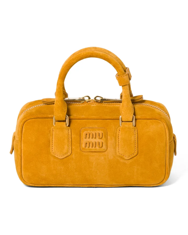 Miu Miu Arcadie Henkeltasche Aus Gepolstertem Wildleder, Damen, Whiskey Whiskey
