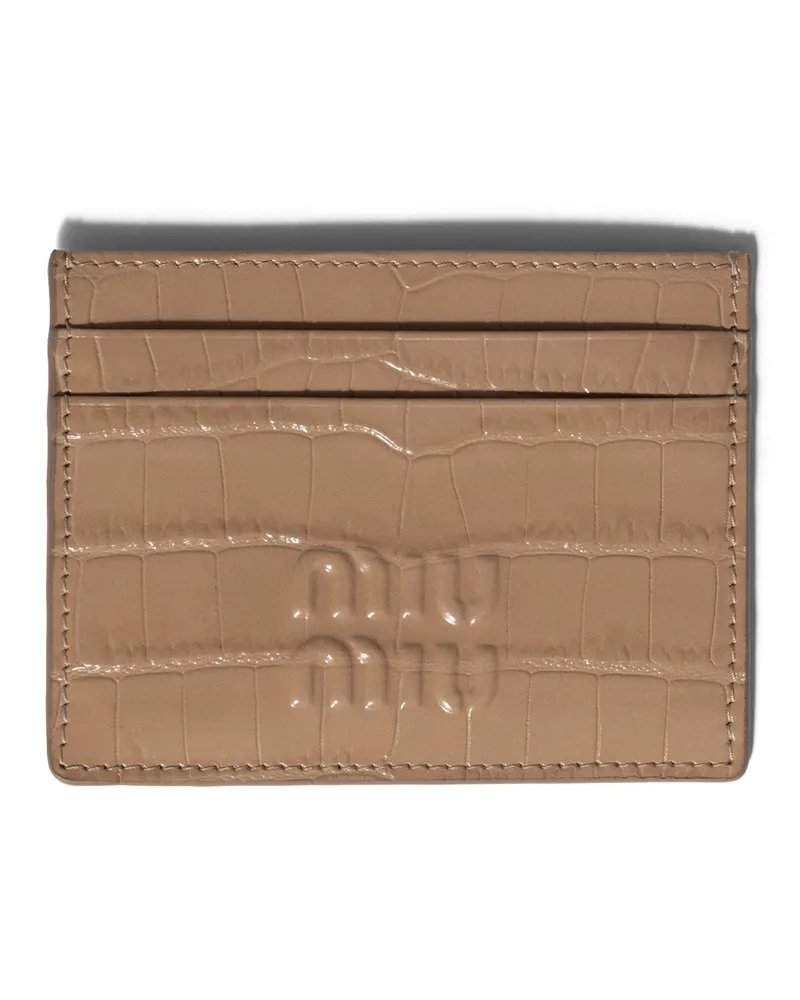 Miu Miu Kartenetui Aus Kroko-geprägtem Leder, Damen, Cameo Cameo