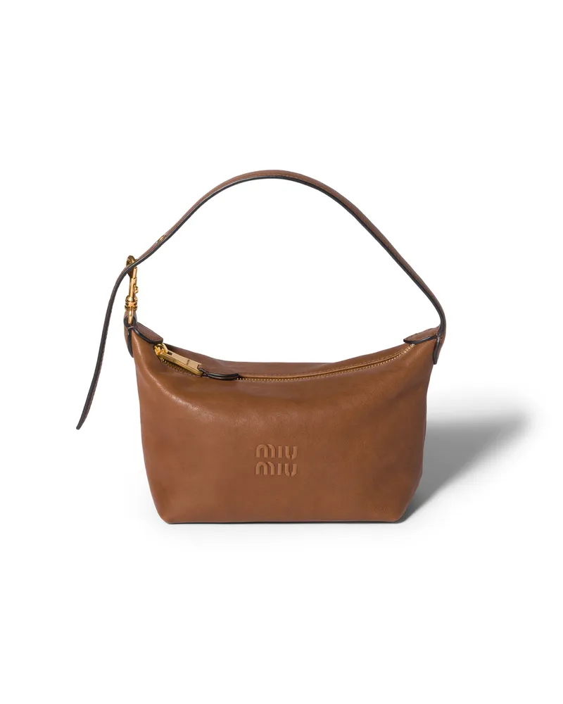 Miu Miu Pouch Aus Nappa-leder, Damen, Eiche Eiche