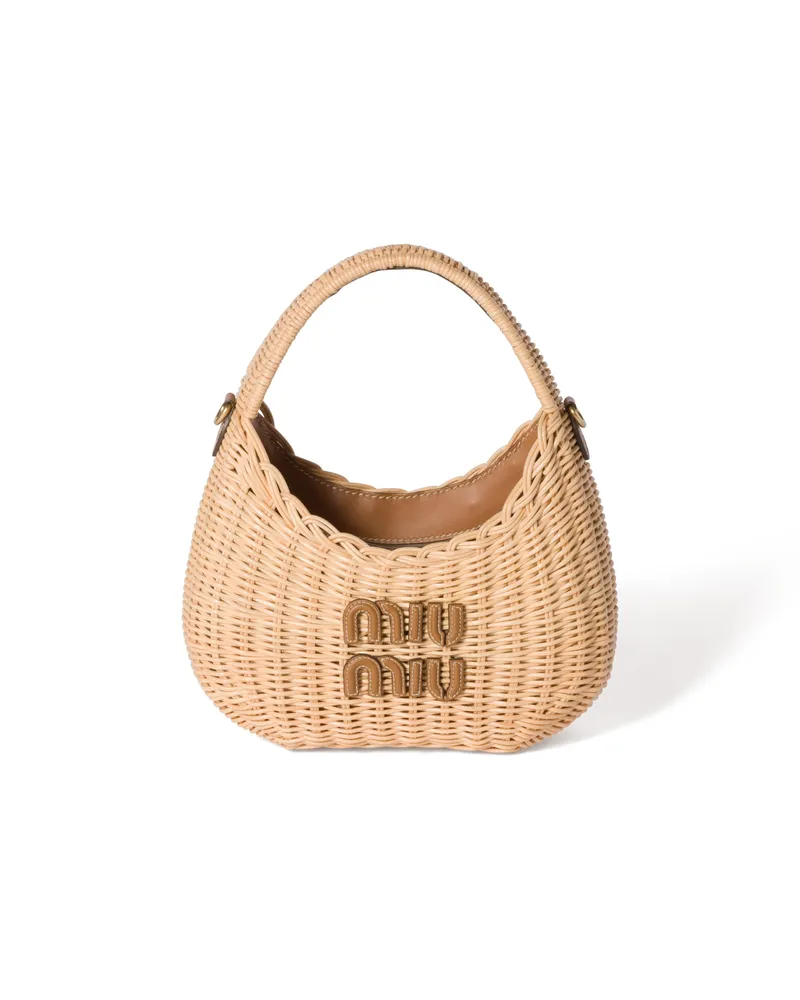 Miu Miu Wander Handtasche Aus Korbgeflecht, Damen, Hellbraun/karamell Hellbraun