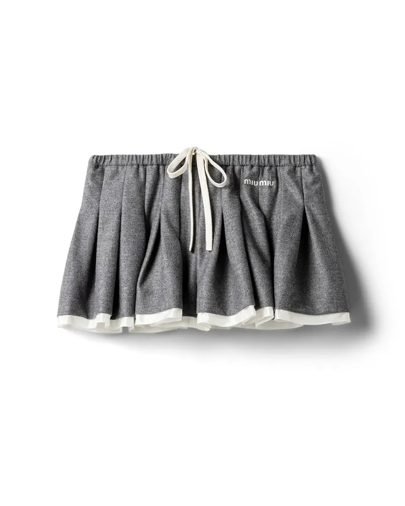 Miu Miu Faltenrock Aus Flanell, Damen, Grau, Größe Grau