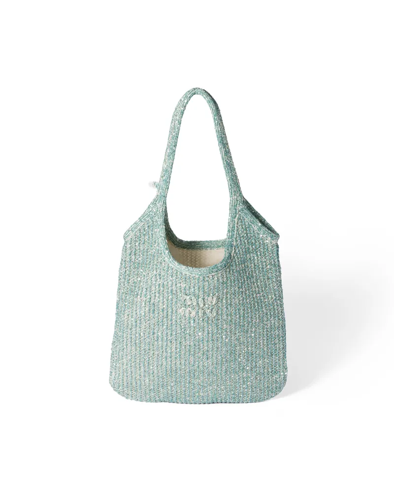 Miu Miu Ivy Tasche Aus Mesh Mit Pailletten, Damen, Anis Anis