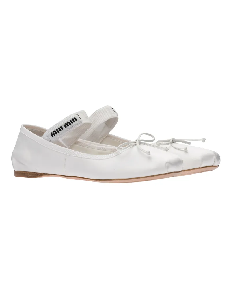 Miu Miu Ballerinas Aus Satin, Damen, Weiss, Größe Weiss