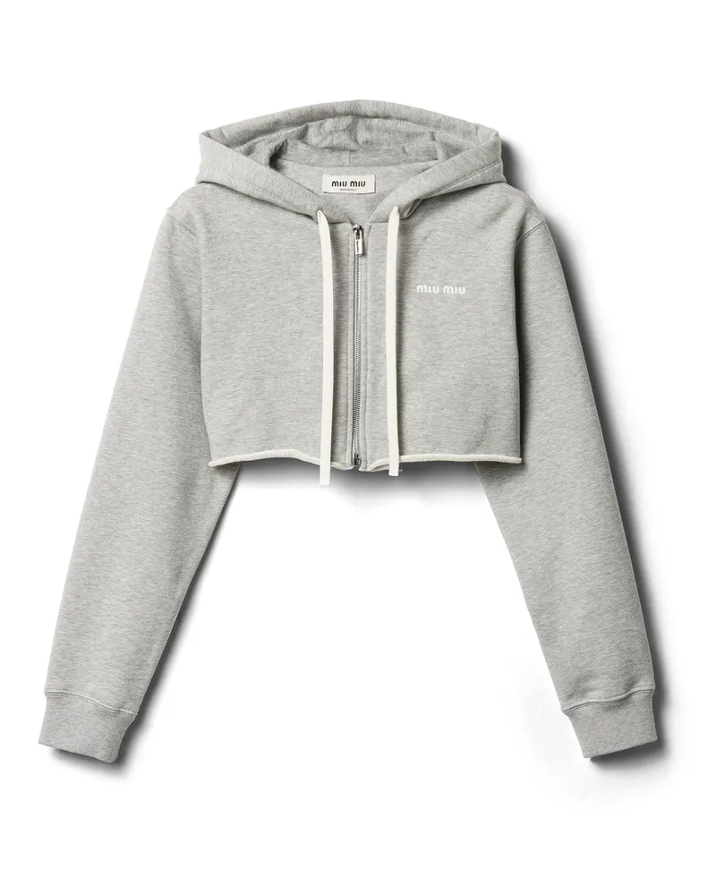 Miu Miu Kurze Kapuzenjacke, Damen, Grau, Größe Grau