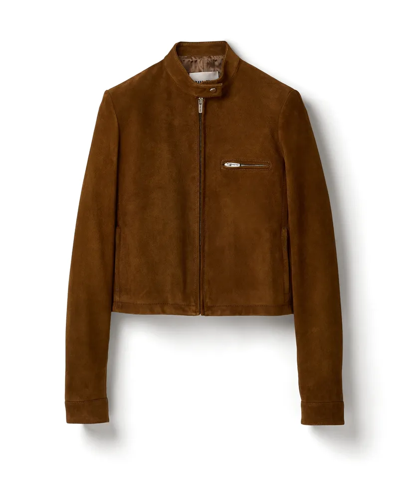 Miu Miu Jacke Aus Wildleder, Damen, Olivgrün, Größe Olivgrün