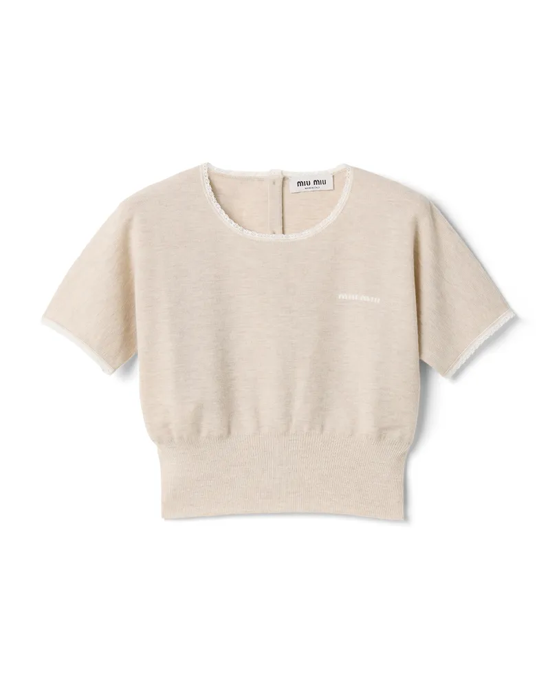 Miu Miu Pullover Aus Kaschmir, Damen, Elfenbein, Größe Elfenbein