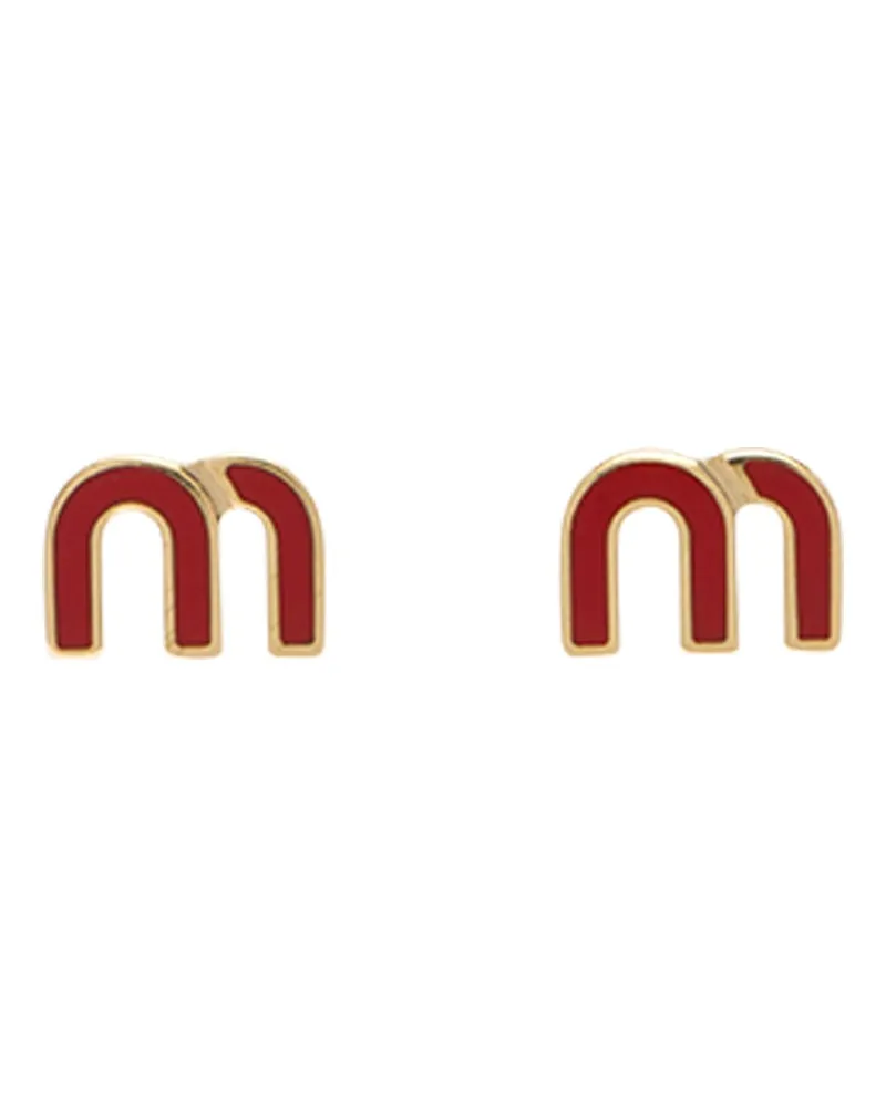 Miu Miu Ohrringe Aus Emailliertem Metall, Damen, Rot Rot
