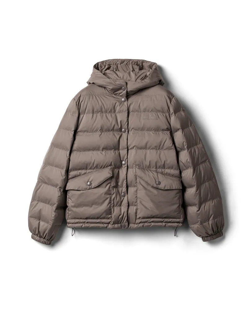 Miu Miu Daunenjacke Aus Technischem Pongé, Damen, Stahlgrau, Größe Stahlgrau
