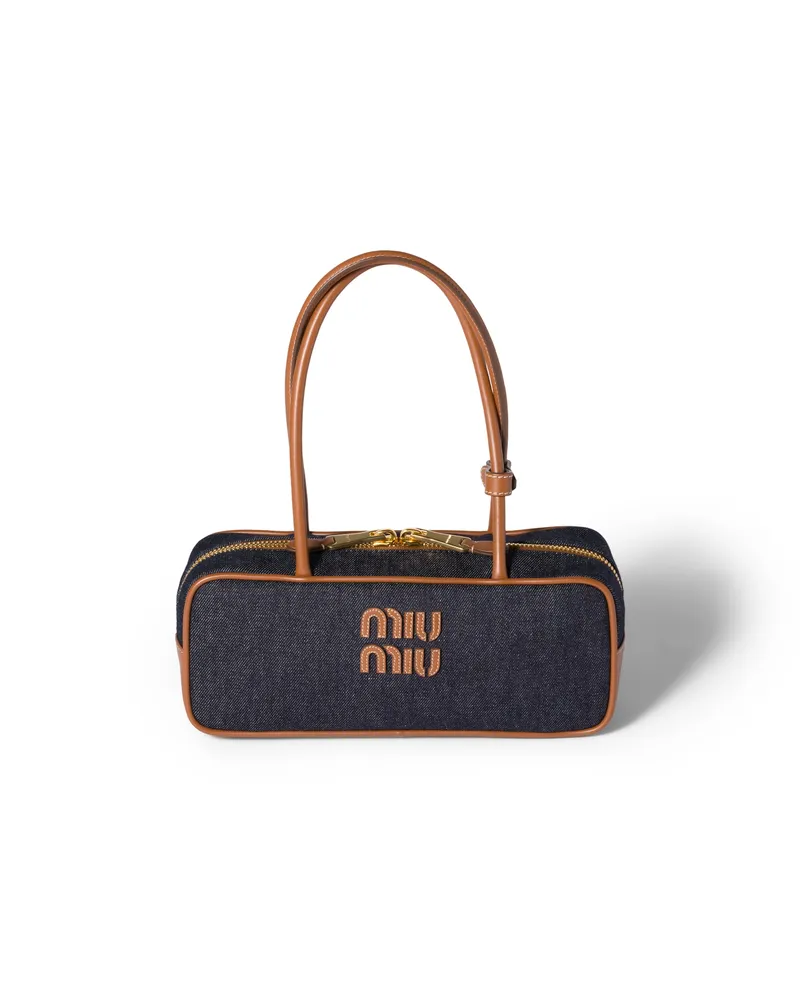 Miu Miu Beau Tasche Aus Denim, Damen, Blau/brandy Blau