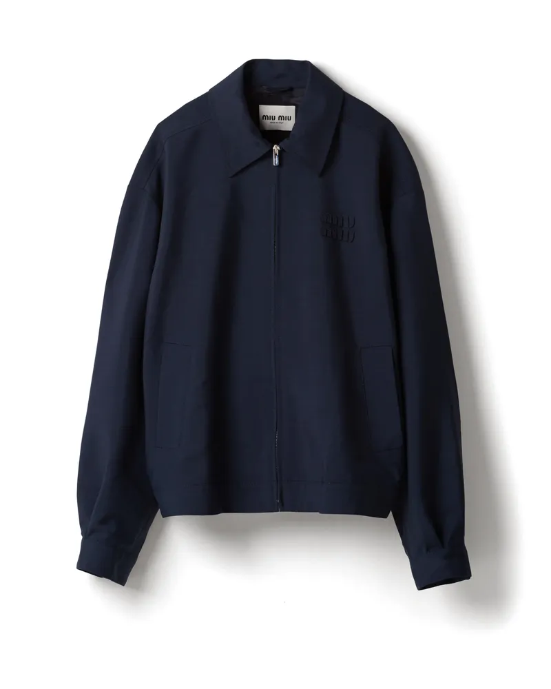 Miu Miu Blousonjacke Aus Mohair, Damen, Marineblau, Größe Marineblau