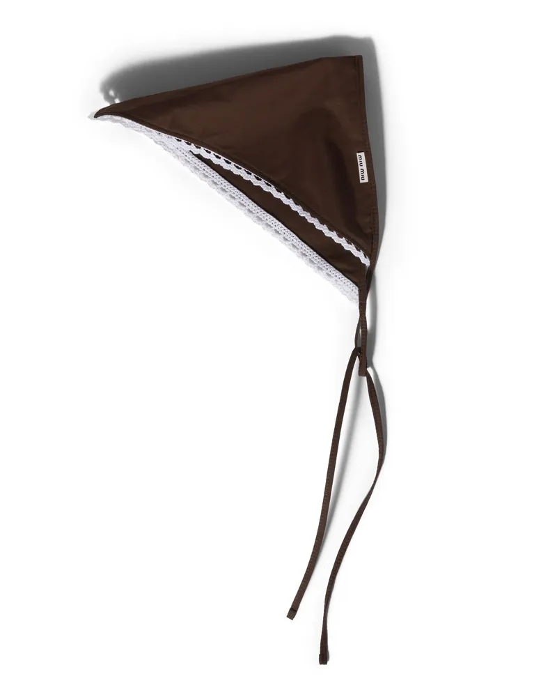 Miu Miu Bandana Aus Popeline, Damen, Ebenholz/weiß Ebenholz