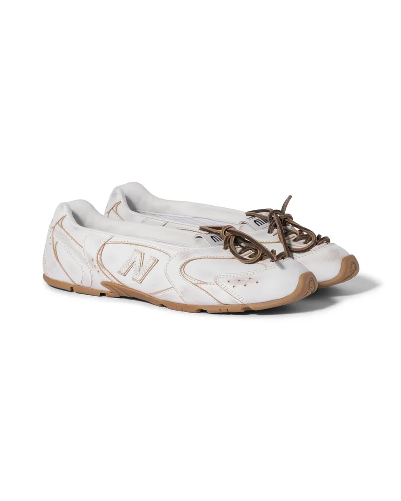 Miu Miu New Balance X  530 sl Ballerinas Aus Deco-leder, Damen, Weiss, Größe Weiss