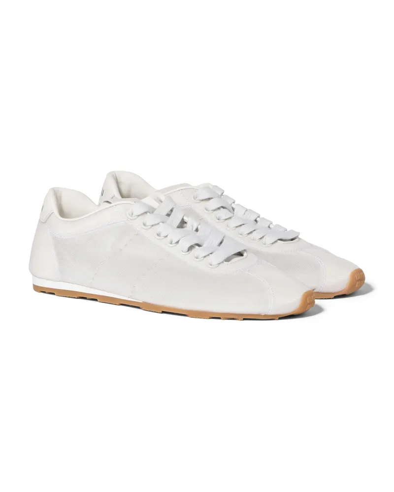Miu Miu Plume Sneaker Aus Netzgewebe, Damen, Weiss, Größe Weiss
