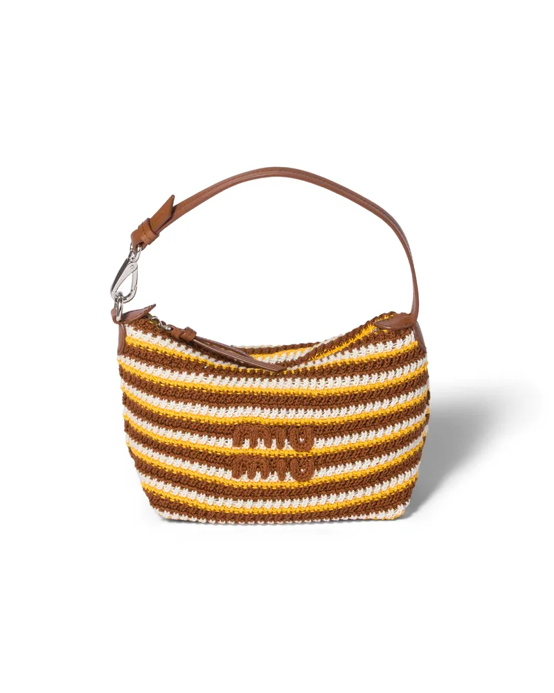 Miu Miu Gehäkeltes Pouch, Damen, Cognac/gelb Cognac
