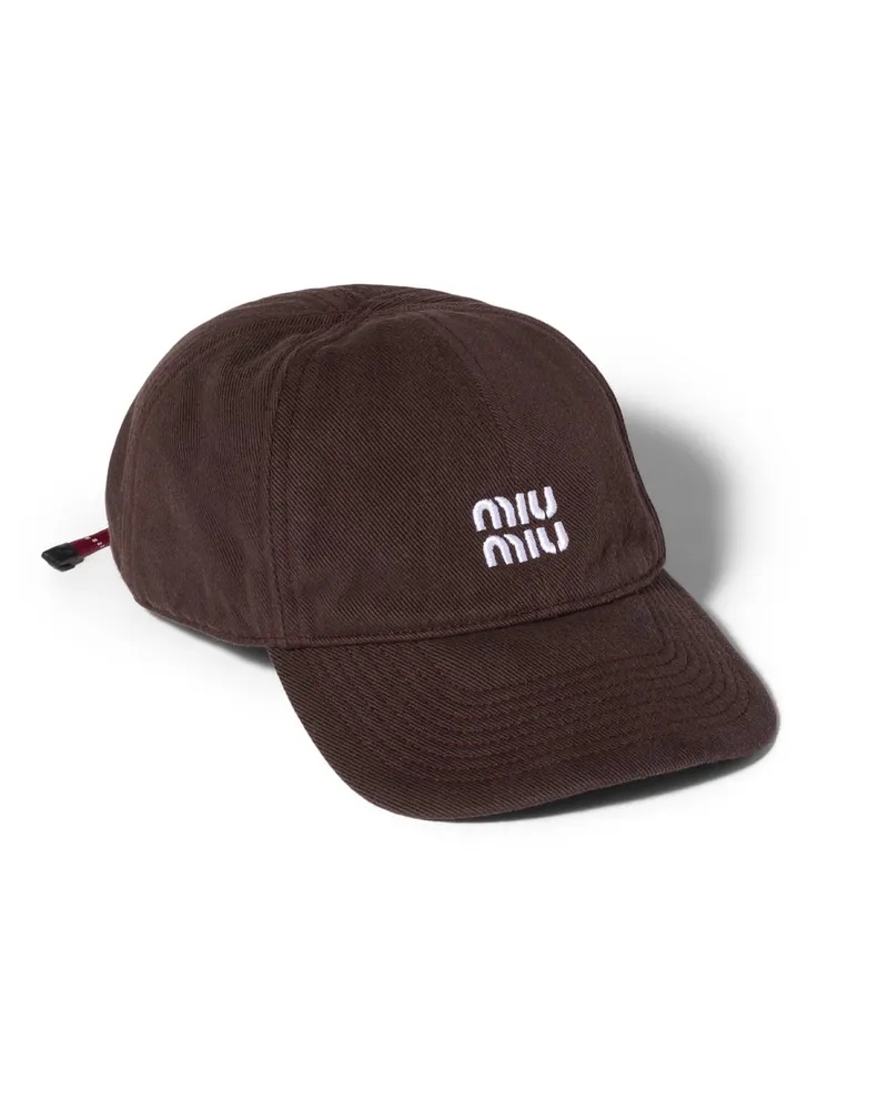 Miu Miu Baseballkappe Aus Denim, Damen, Amaranthrot, Größe Amaranthrot