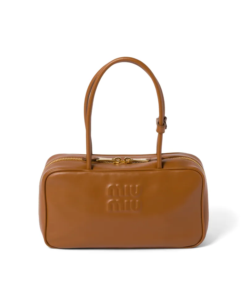 Miu Miu Beau Henkeltasche Aus Leder, Damen, Cognac Cognac