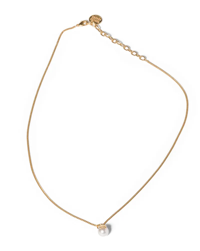 Miu Miu Halskette Aus Metall Mit Perlen, Damen, Gold/cremeweiss Gold