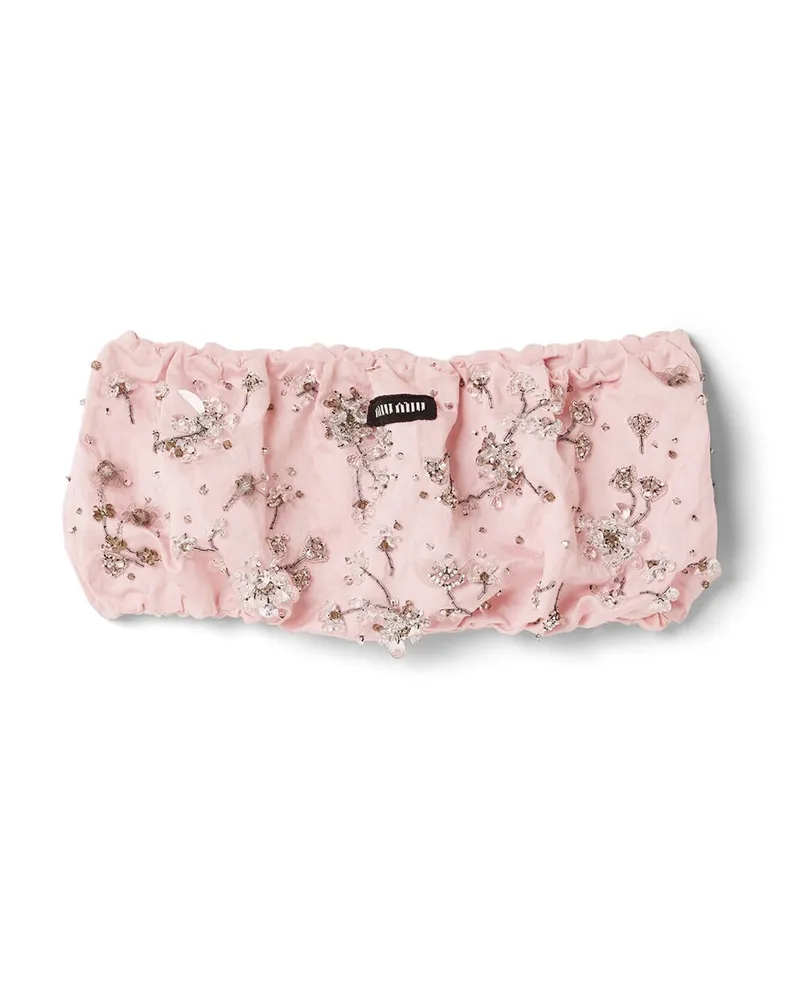 Miu Miu Bandeau-top Aus Bestickter Duchesse, Damen, Blütenrosa, Größe Blütenrosa