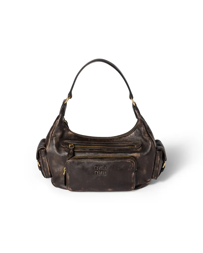 Miu Miu Pocket Tasche Aus Nappa-leder, Damen, Kaffeebraun Kaffeebraun