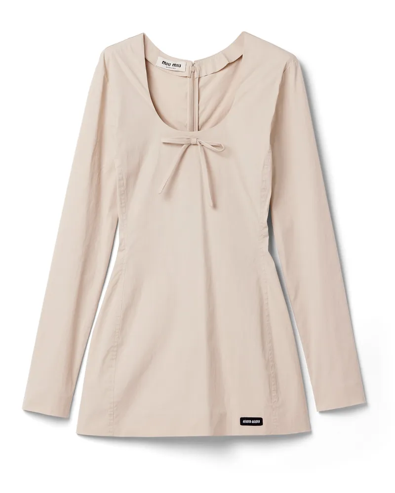 Miu Miu Minikleid Aus Stretch-popeline, Damen, Kalkstein, Größe Kalkstein
