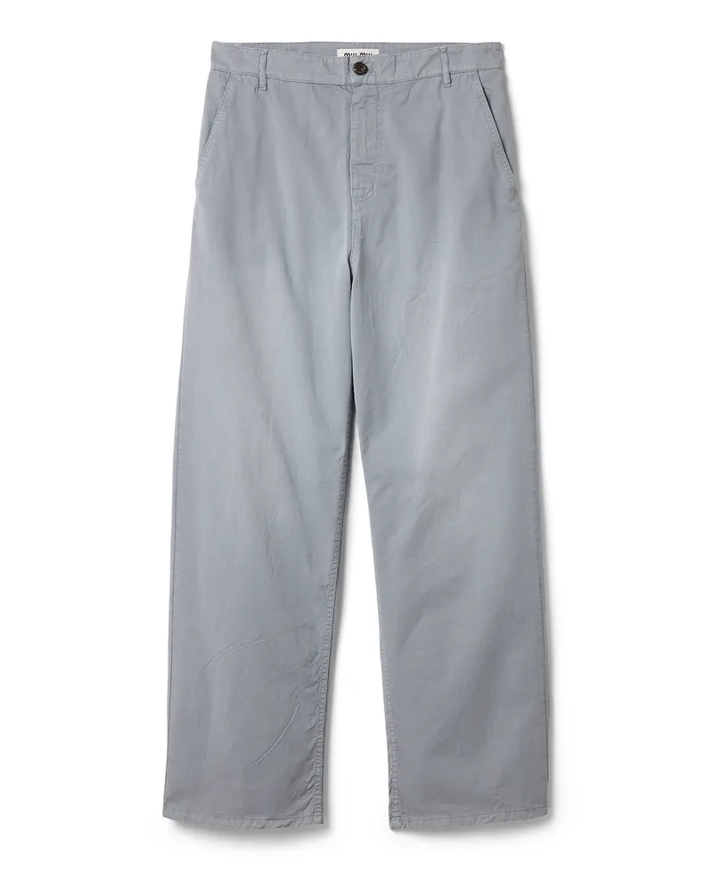 Miu Miu Garment-dyed Twill-hose, Damen, Stahlgrau, Größe Stahlgrau