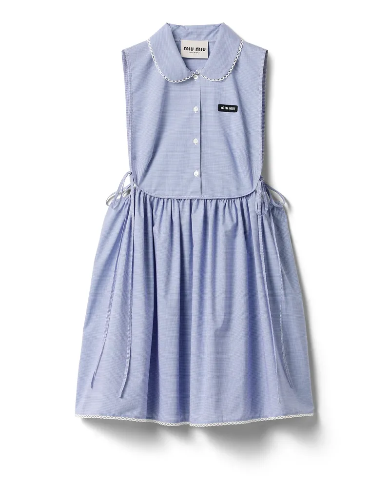 Miu Miu Minikleid Mit Vichy-karo, Damen, Weiss/hellblau, Größe Weiss
