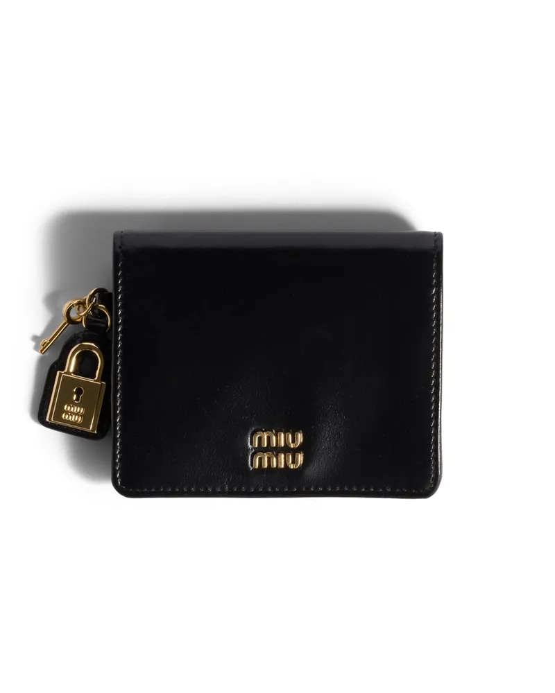Miu Miu Kleine Geldbörse Aus Leder, Damen, Schwarz Schwarz