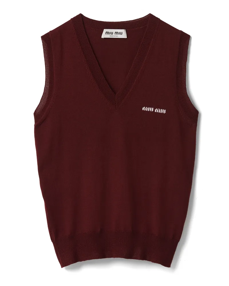 Miu Miu Pullunder Aus Wolle, Damen, Amaranthrot, Größe Amaranthrot