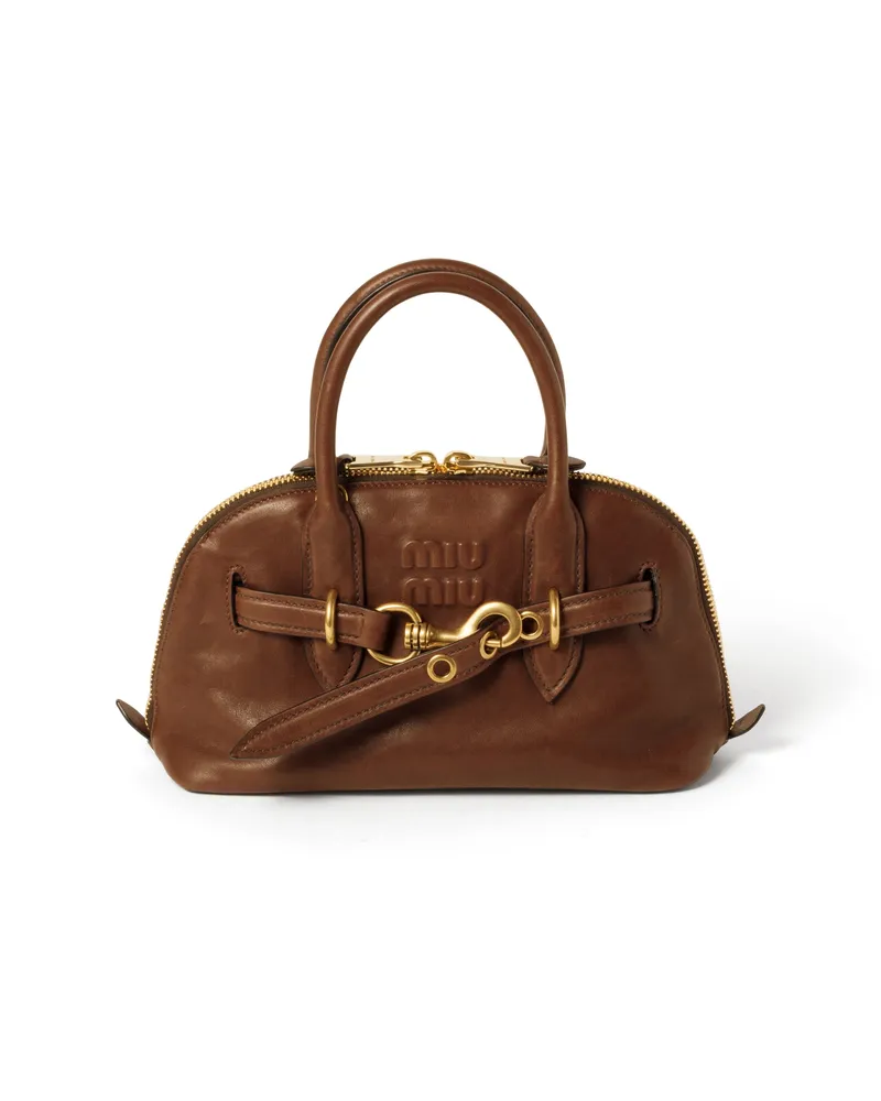 Miu Miu Aventure Henkeltasche Aus Nappa-leder, Damen, Eiche Eiche