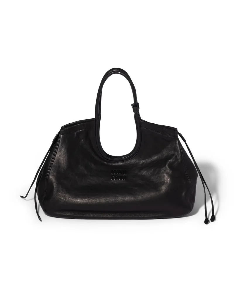 Miu Miu Ivy Tragetasche Aus Nappa-leder , Damen, Schwarz Schwarz