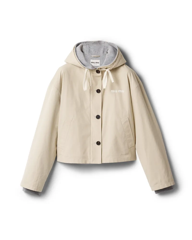 Miu Miu Blouson Aus Baumwollpanama Und Fleece, Damen, Sandbeige, Größe Sandbeige