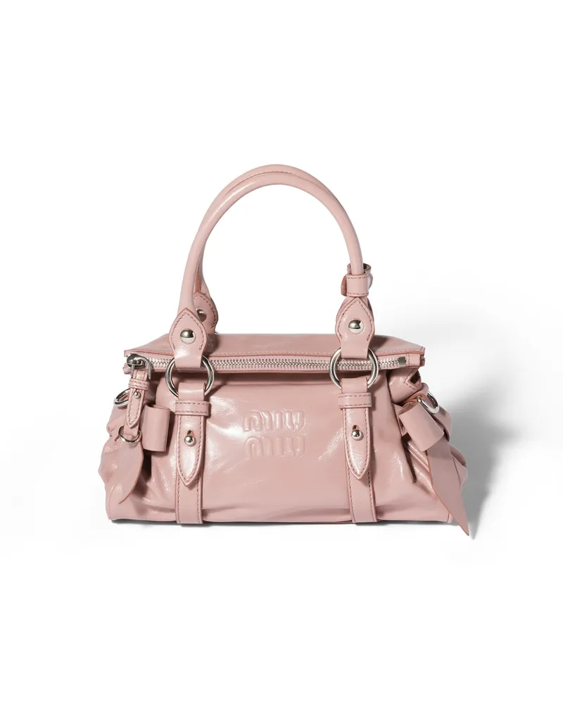 Miu Miu Handtasche Aus Glänzendem Leder, Damen, Zartrosa Zartrosa