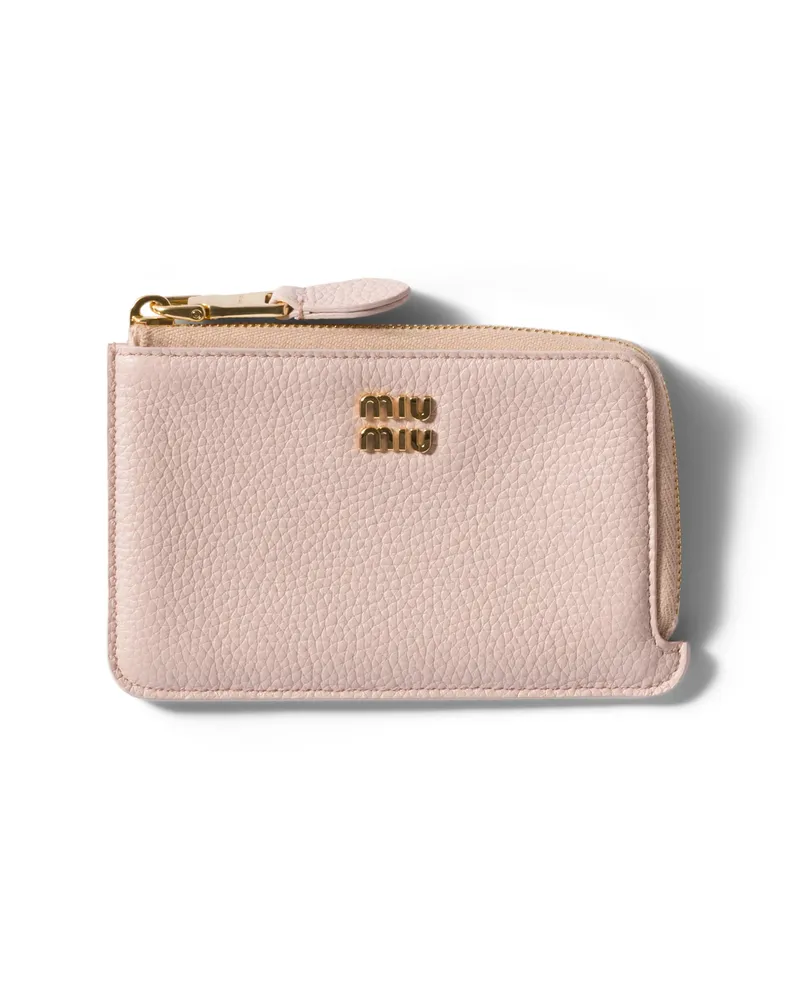 Miu Miu Pouch-kartenetui Aus Leder, Damen, Schmuckstein Schmuckstein