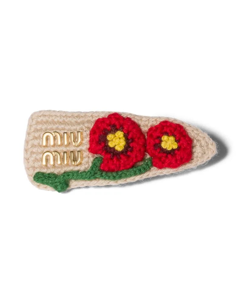 Miu Miu Haarspange Aus Baumwolle, Damen, Hellbraun/rot Hellbraun